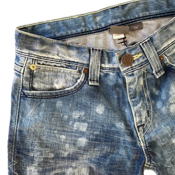 ARMANI EXCHANGE women’s blue ‘bleach stained’ Jeans bootleg - Picture 3 of 15